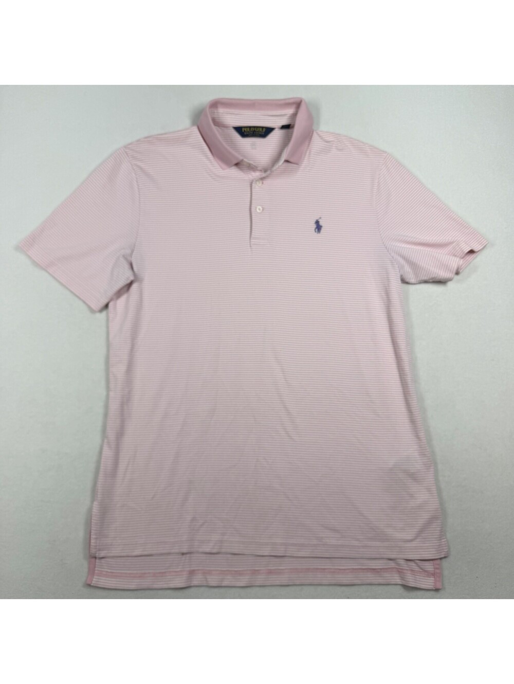 Ralph Lauren Striped Featherweight Polo Shirt Pink White Short Sleeve Golf Sz M